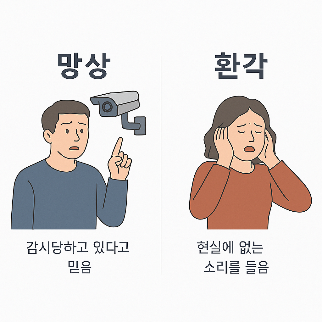망상과 환각의 차이 인포그래픽