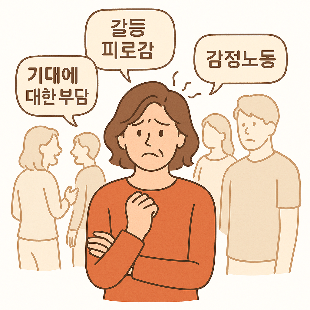 인간관계로 인한 불안감과 스트레스 표현 이미지