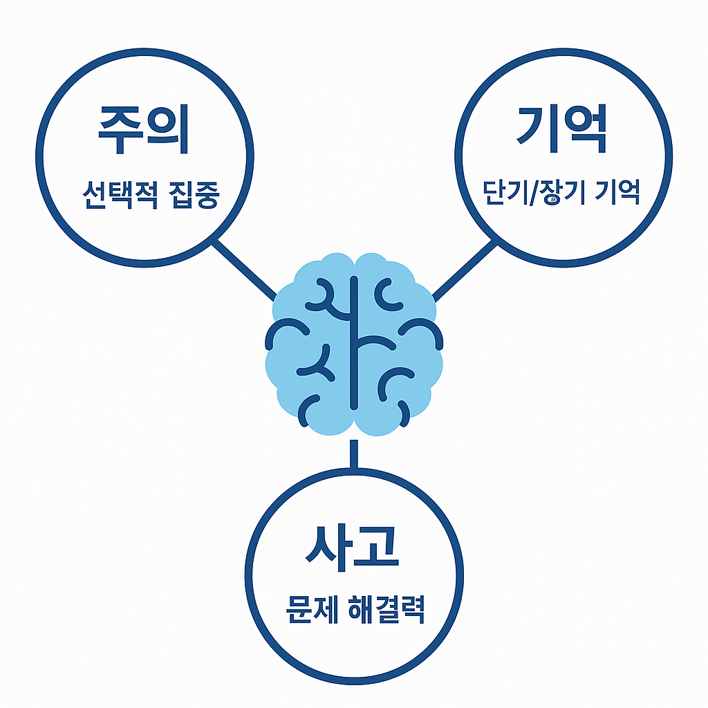 주의,기억,사고의 인지 영역 구조