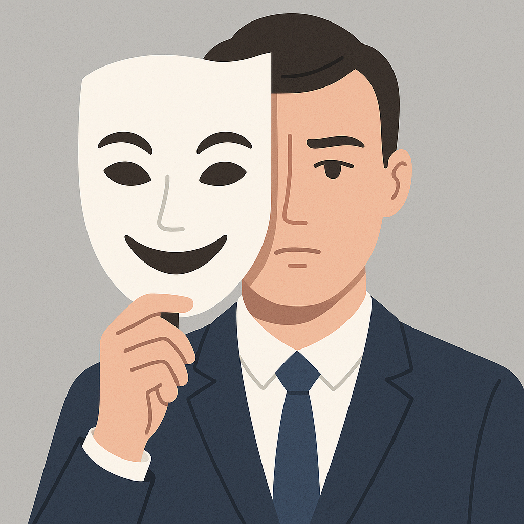 심리적 페르소나의 상징인 가면 일러스트