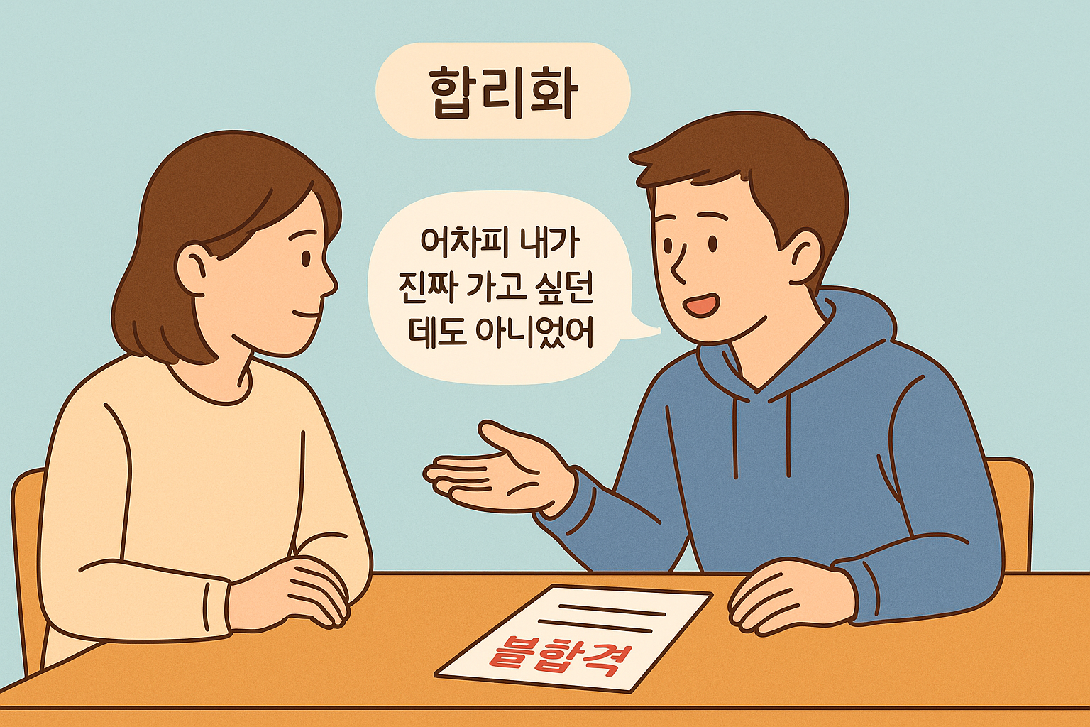 합리화 방어기제 사례 일러스트