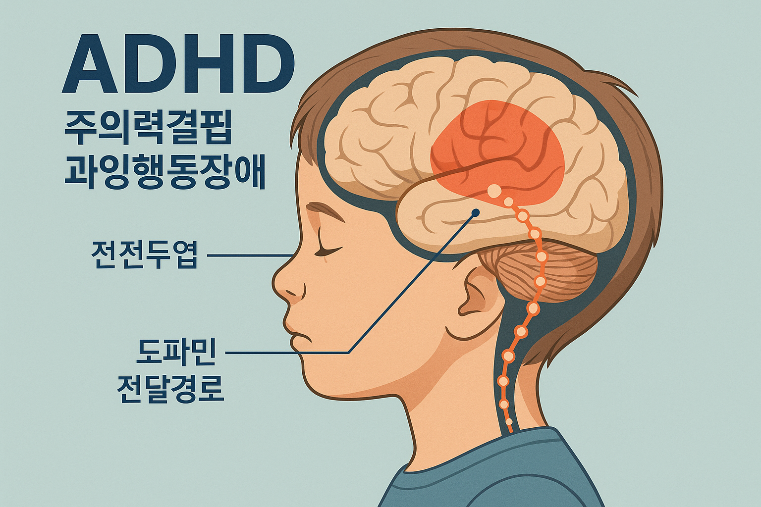 ADHD 관련 뇌 기능을 보여주는 아동 뇌 이미지