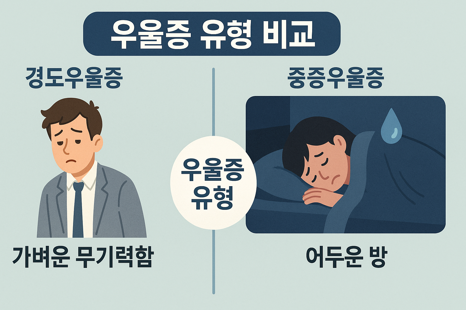 경도우울증과 중증우울증 비교 다이어그램