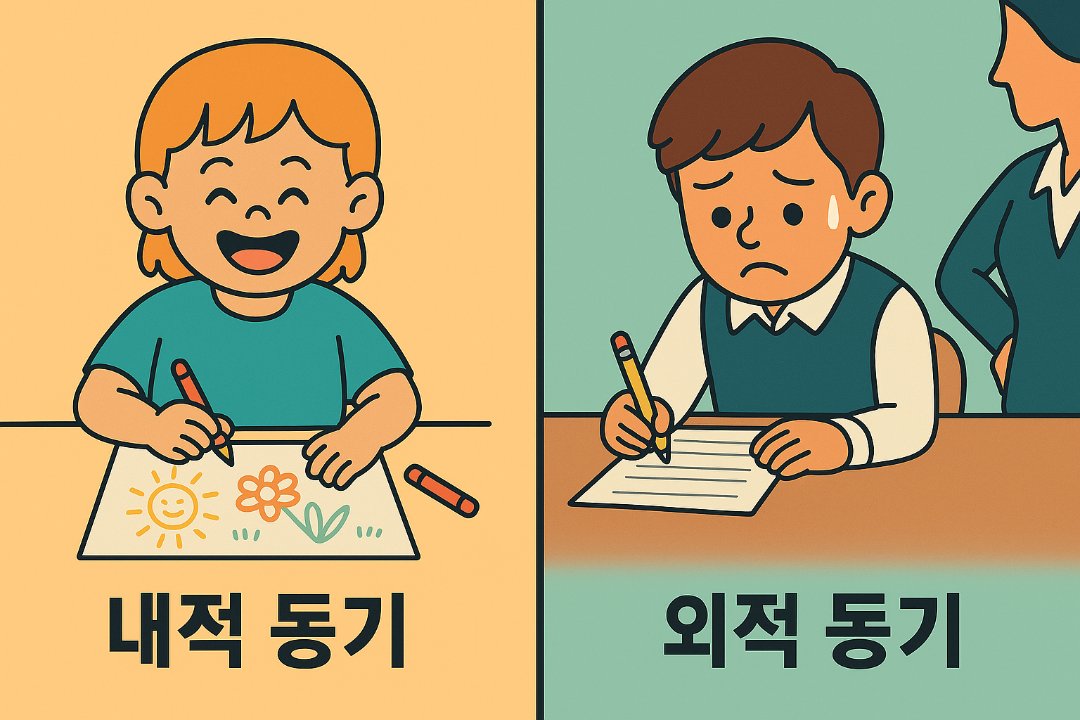 내적 동기와 외적 동기의 비교 인포그래픽