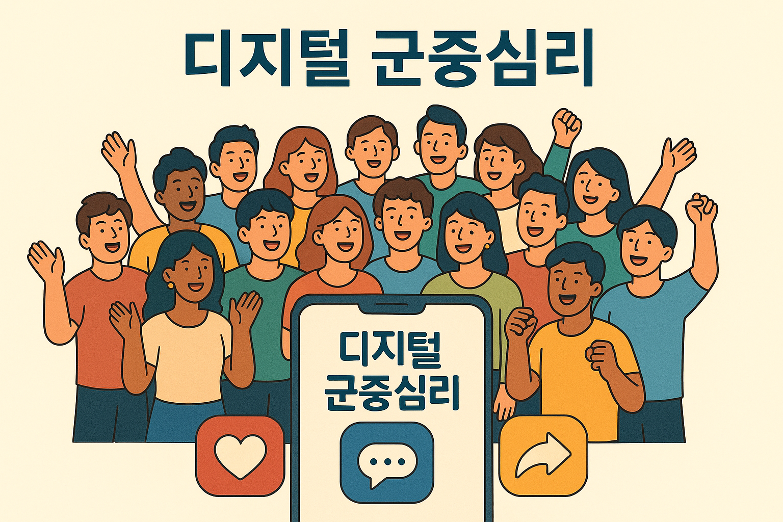 디지털 공간에서의 군중심리를 표현한 이미지