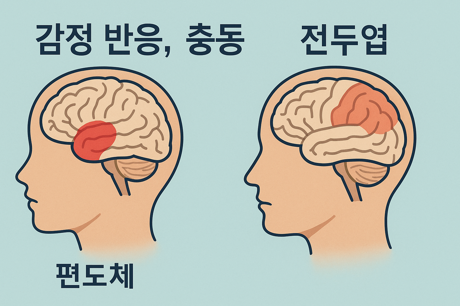 사춘기 전두엽과 편도체 활성 비교 이미지