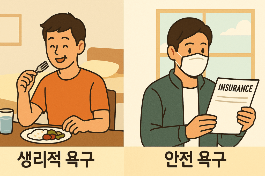 생리적 욕구와 안전 욕구 일상 예시 이미지