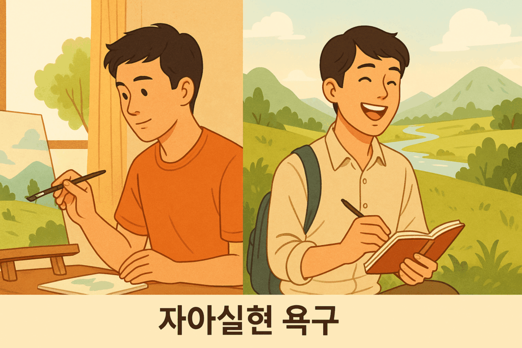 자아실현을 추구하는 활동을 보여주는 이미지