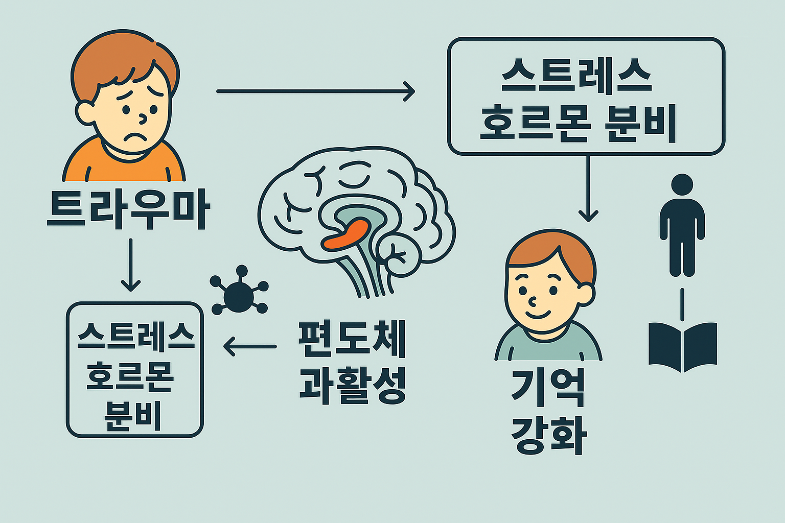 트라우마가 뇌에 작용하는 과정 흐름도
